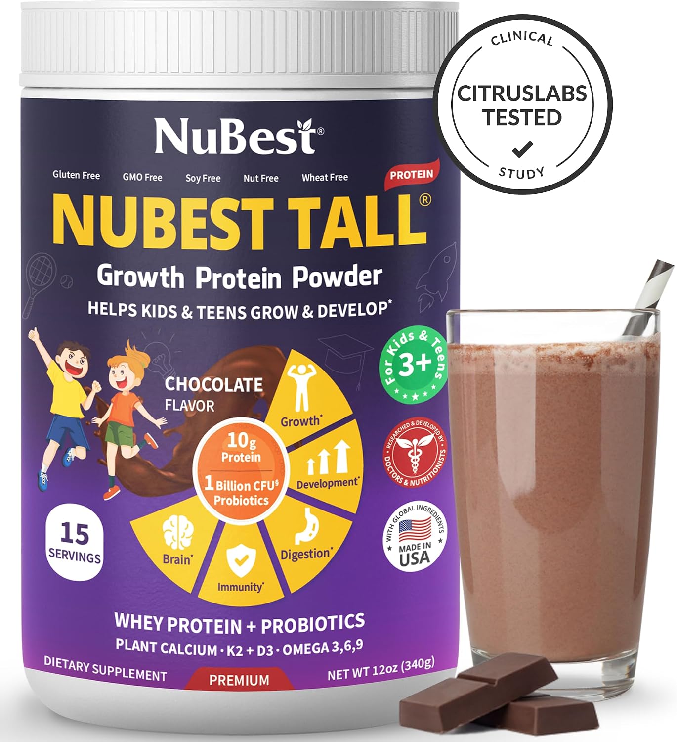Nubest Tall Proteína Crecimiento para Niños Y Adolescentes