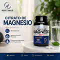 Frasco de Citrato de Magnesio 138mg con 100 cápsulas, suplemento alimenticio