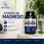 Frasco de Citrato de Magnesio 138mg con 100 cápsulas, suplemento alimenticio