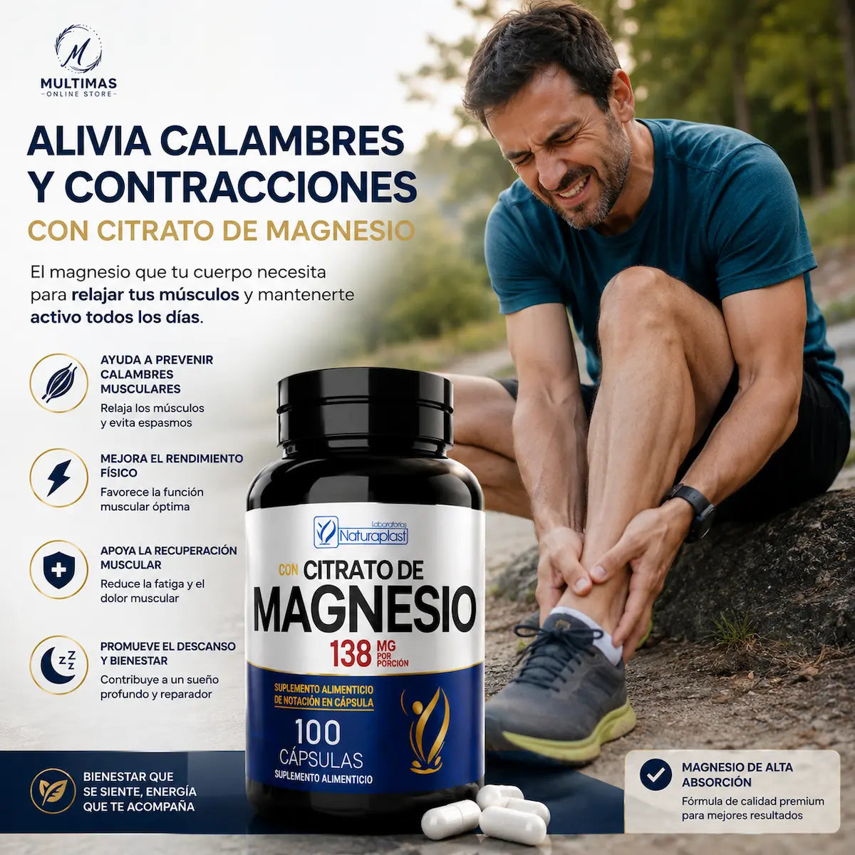 Citrato de Magnesio, ideal para dormir mejor y aliviar calambres musculares