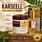 Combo Karseell con mascarilla de colágeno 500 ml y aceite capilar 50 ml para hidratar, nutrir y ayudar a controlar el frizz del cabello.