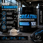 Creatina Athlon monohidratada 100% pura presentada en un gimnasio, suplemento deportivo para apoyar la fuerza y el rendimiento durante el entrenamiento, disponible en Multimas Online Store.