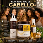 Kit Karseell de 3 pasos con shampoo, mascarilla de colágeno y aceite capilar para distintos tipos de cabello, enfocado en hidratación, nutrición, suavidad, brillo y control del frizz.