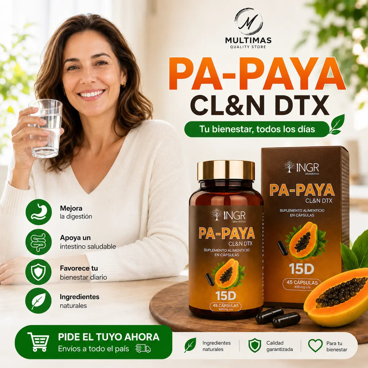 PA-PAYA CL&N DTX | Suplemento Natural para el Bienestar Digestivo y la Salud Intestinal