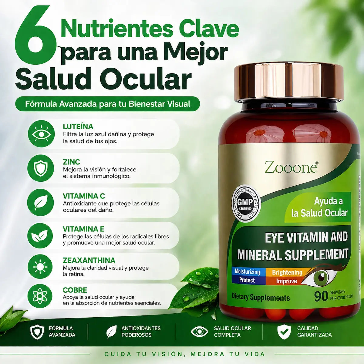 Zooone Luteína y Zeaxantina - Suplemento Vitamínico para la Salud Ocular